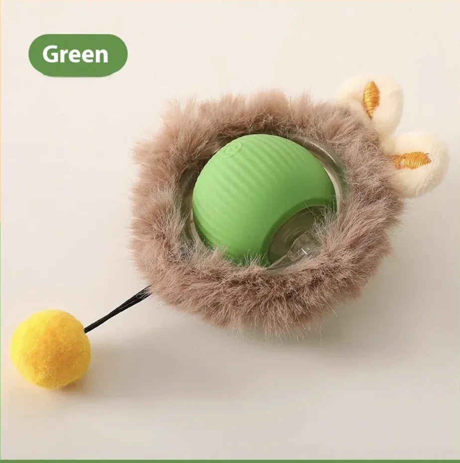 Auto-Rolling Plush Cat & Dog Ball Toy