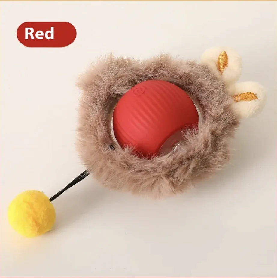 Auto-Rolling Plush Cat & Dog Ball Toy