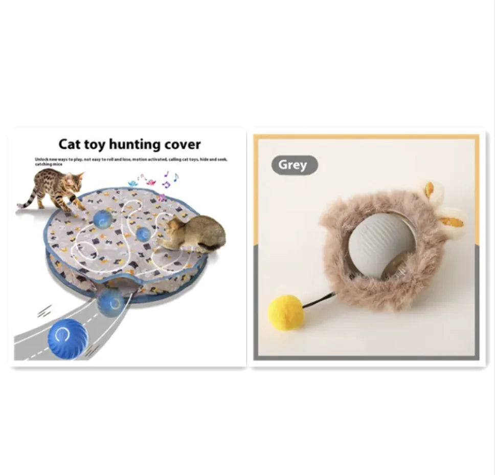 Auto-Rolling Plush Cat & Dog Ball Toy