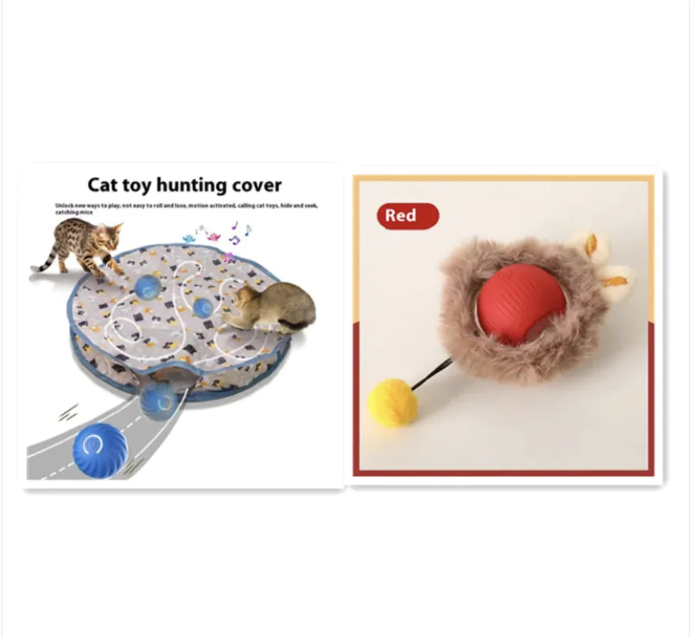 Auto-Rolling Plush Cat & Dog Ball Toy